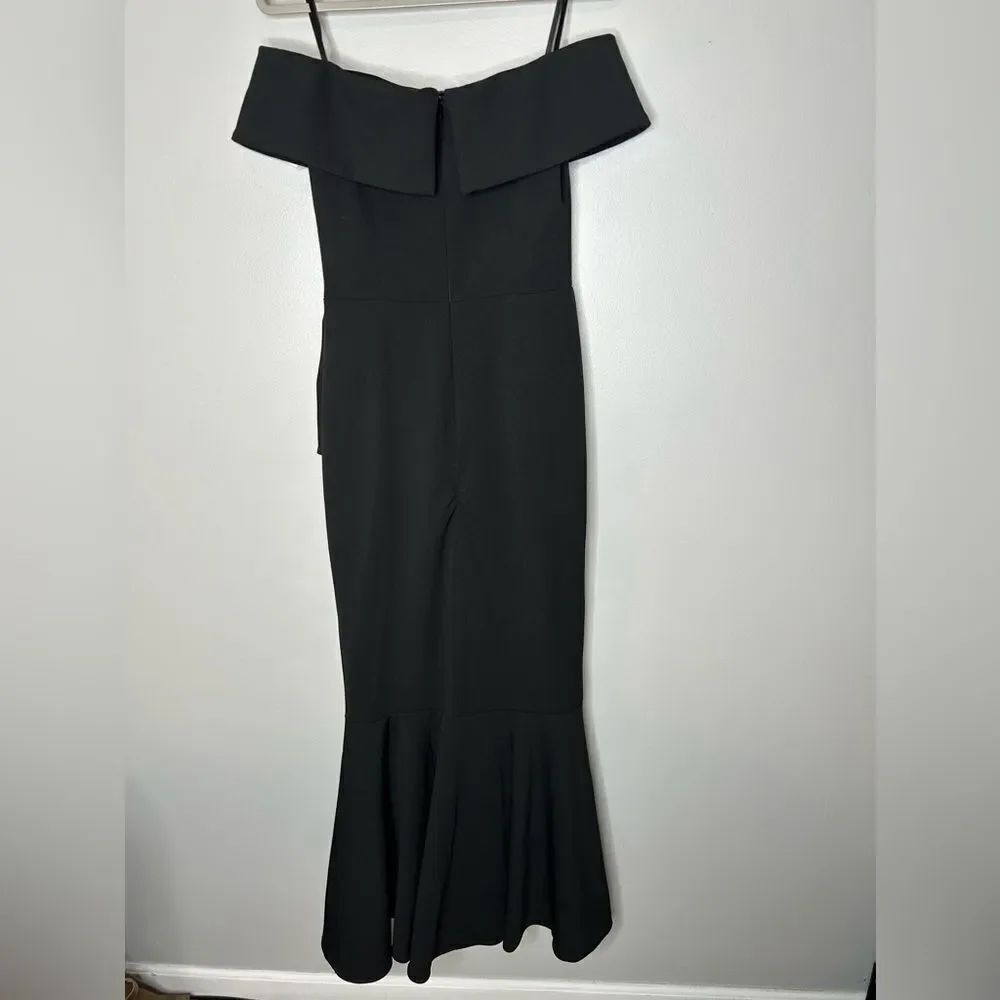 Betsy & Adam Petite CARINA LONG OFF THE SHOULDER RUFFLE DRESS NWT - Picture 4 of 5
